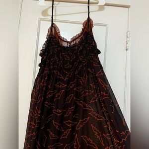 Foxblood Mesh Bat Maxi Dress